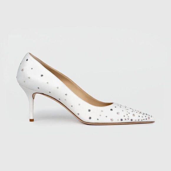White Leather Wedding Pumps - Picture 9 of 9